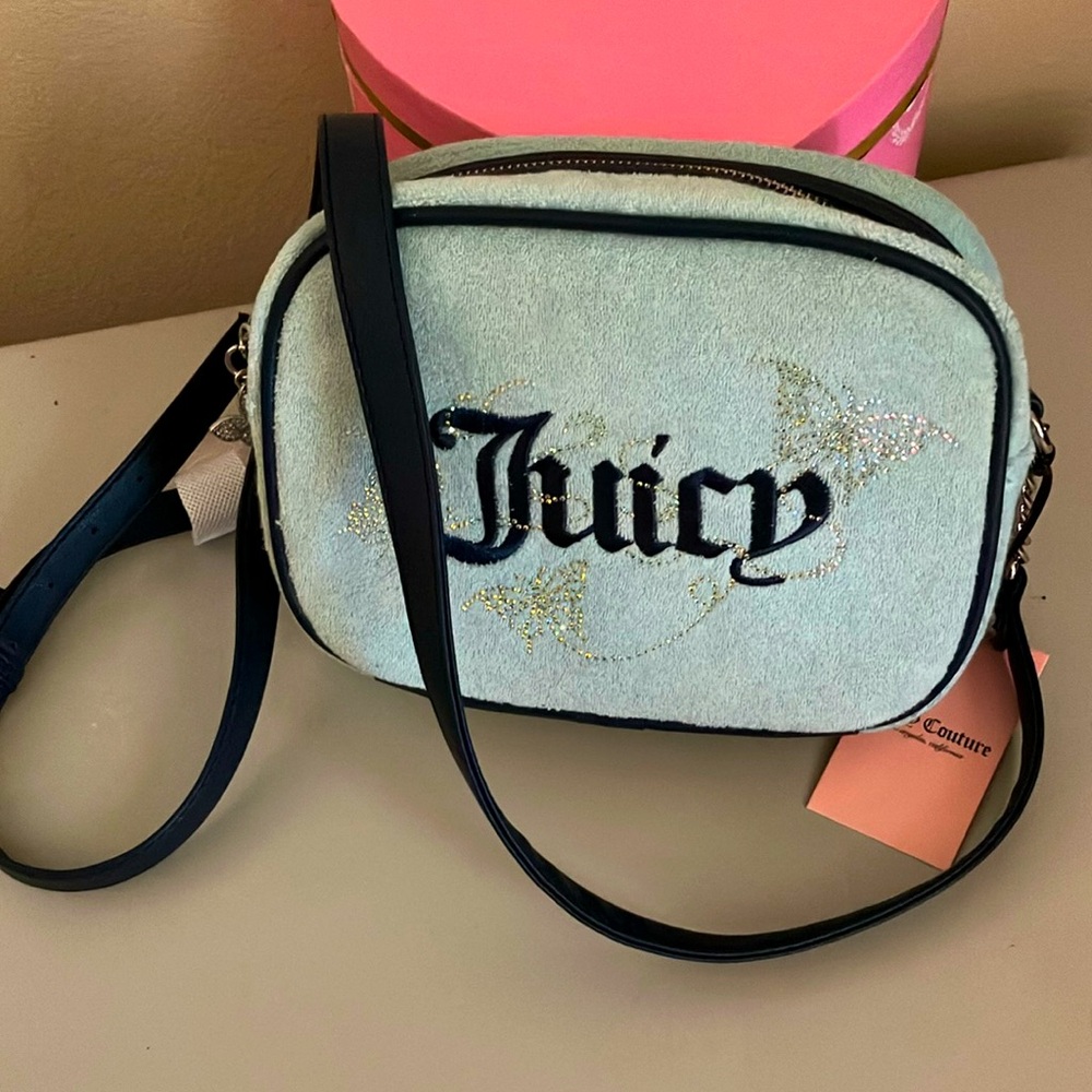 ✨Juicy Couture bling velour vintage style crossbody bag purse NWT - Picture 8 of 11